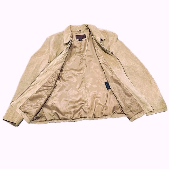 π§₯ SIENA Genuine Suede Leather Jacket | Y2K Boho Moto Retro | XL Tan Camel - Picture 2 of 5